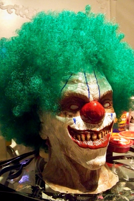 Custom clown latex mask made by Zombie Gear